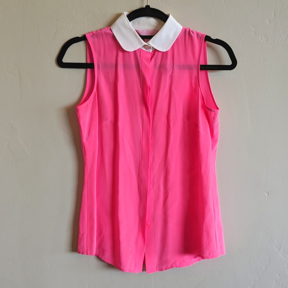 Lilly Pulitzer Hot Pink 100% Silk Sleeveless Cami Top Blouse Tank